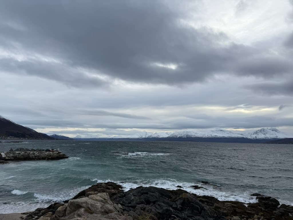 Northern lights over mountains
